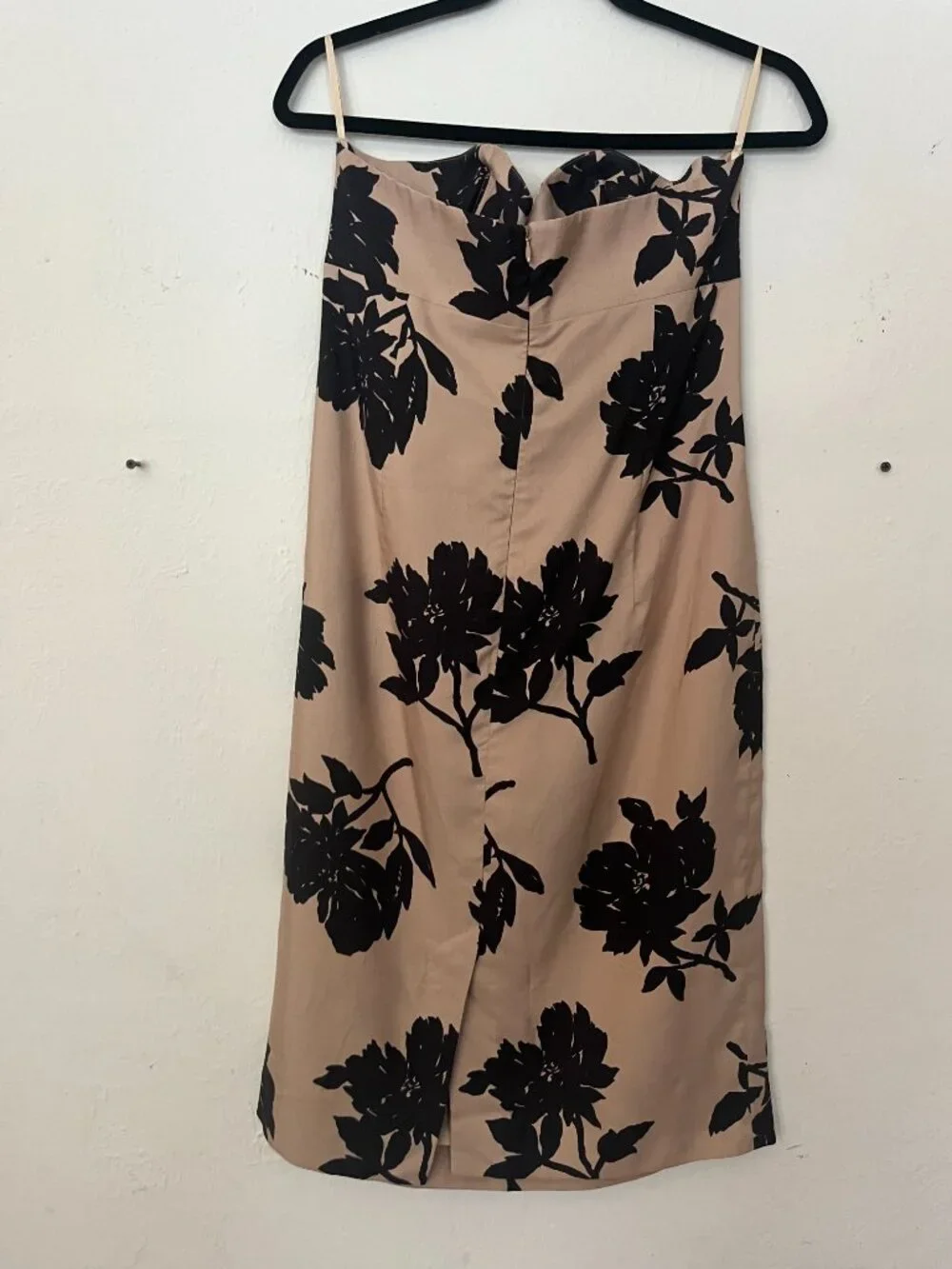 Michael Kors (Camel and Black) Flower Print Strapless Dress